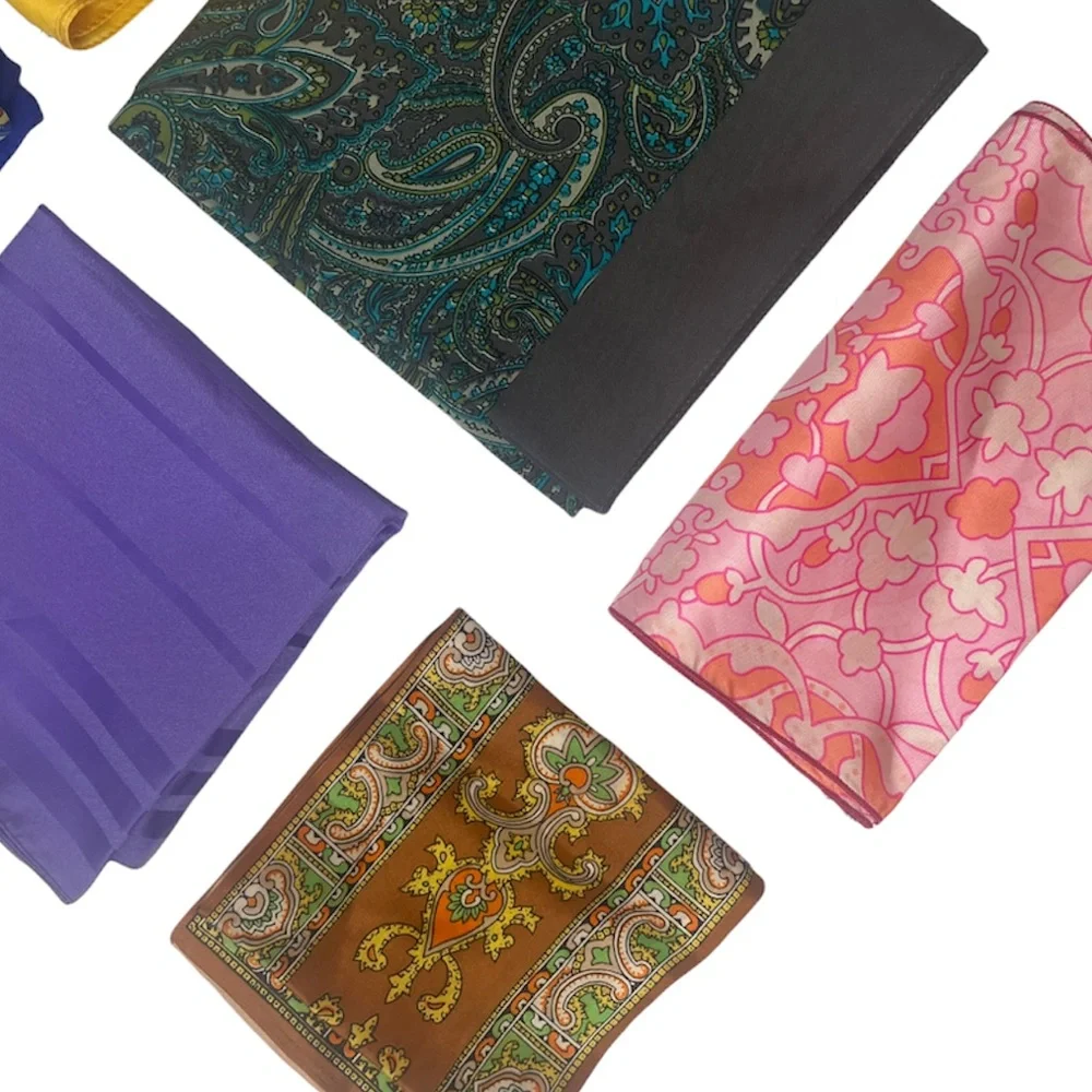 Vintage Italian 60’s 70’s Scarves Hair Tie Lot Made in Italy Vintage Silk Scarf